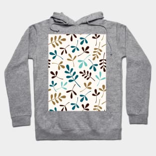 Assorted Leaf Silhouettes Teals Brwn Gld Crm Hoodie